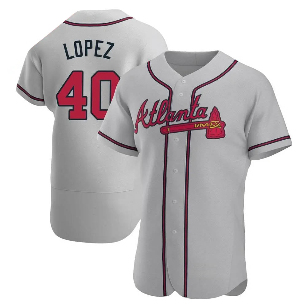 tores A.Braves #40 Reynaldo Lopez player Gray Authentic Road Stitched Jerseys