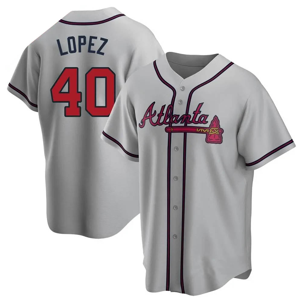 tores A.Braves #40 Reynaldo Lopez player Gray Replica Road Stitched Jerseys