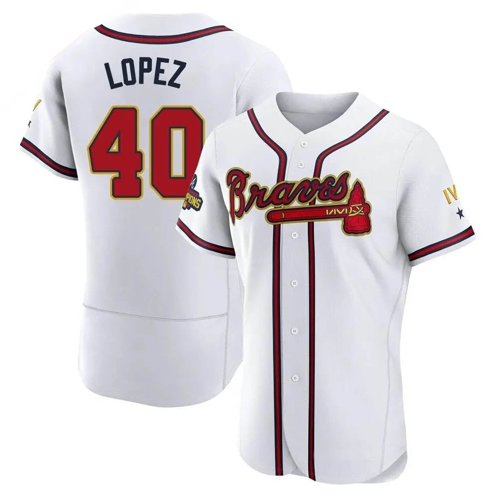 tores A.Braves #40 Reynaldo Lopez player White&Gold Authentic Program Stitched Jerseys