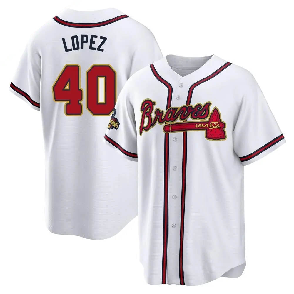 tores A.Braves #40 Reynaldo Lopez player White&Gold Replica Program Stitched Jerseys