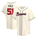 tores A.Braves #51 Chris Sale Player Cream Alternate Replica Stitched Jerseys
