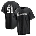 tores A.Braves #51 Chris Sale Player White&Black Replica Stitched Jerseys