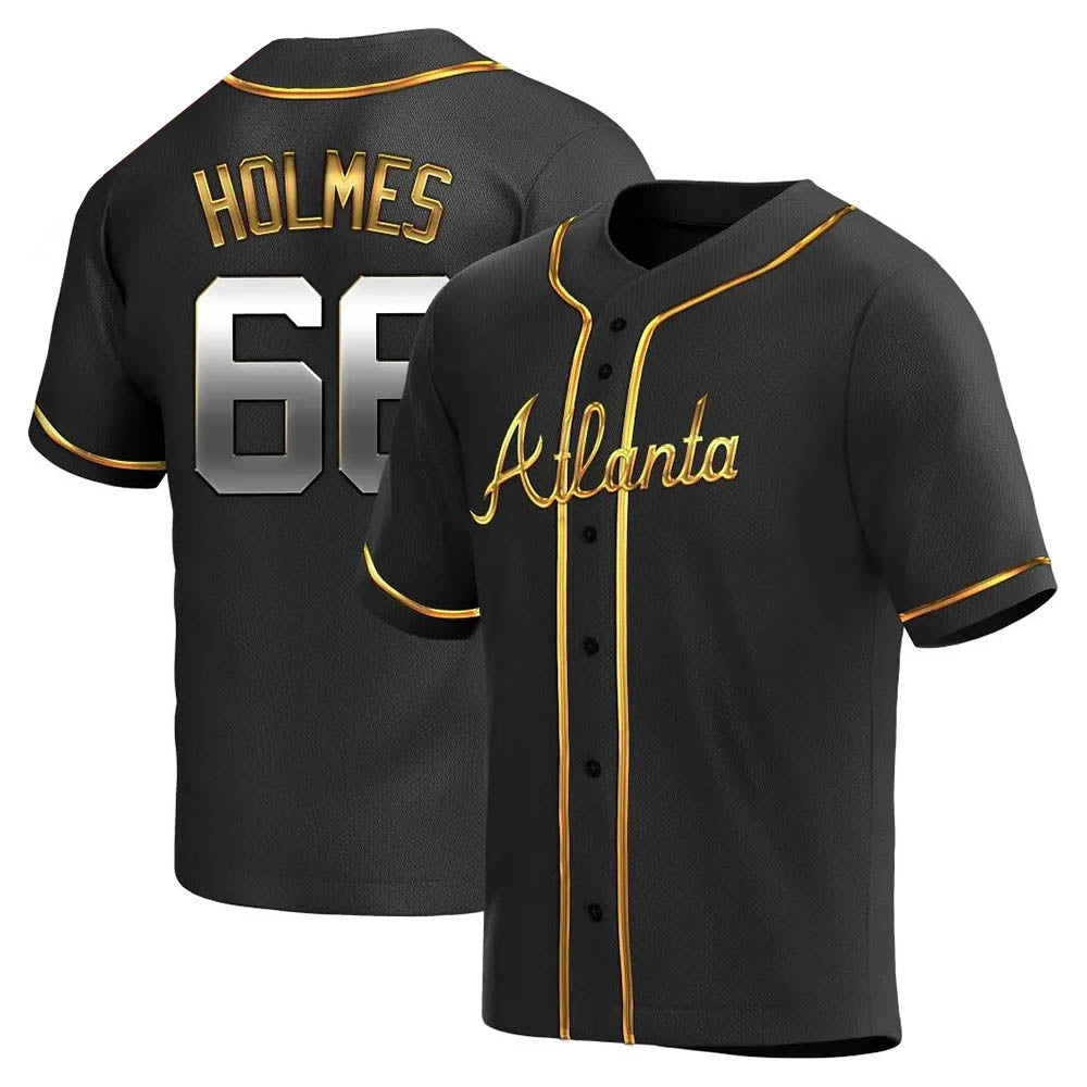 tores A.Braves #66 Grant Holmes Player Black&Gold Replica en Alternate Stitched Jerseys