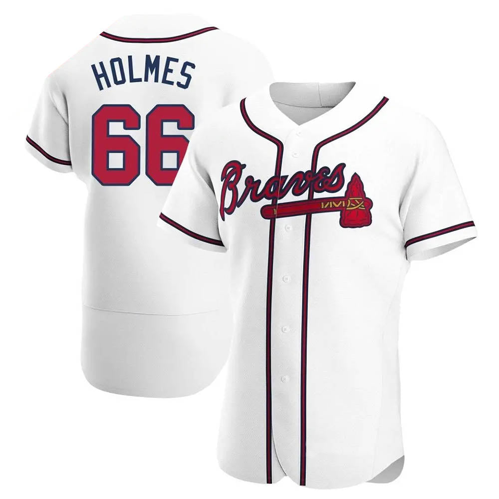 tores A.Braves #66 Grant Holmes Player White Authentic Home Stitched Jerseys