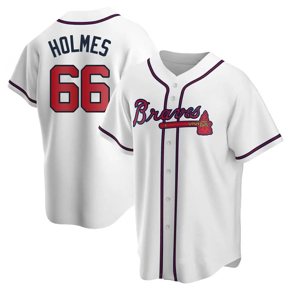 tores A.Braves #66 Grant Holmes Player White Replica Home Stitched Jerseys