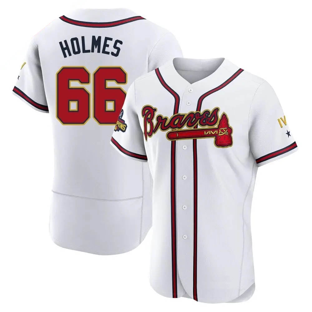 tores A.Braves #66 Grant Holmes Player White&Gold Authentic Program Stitched Jerseys