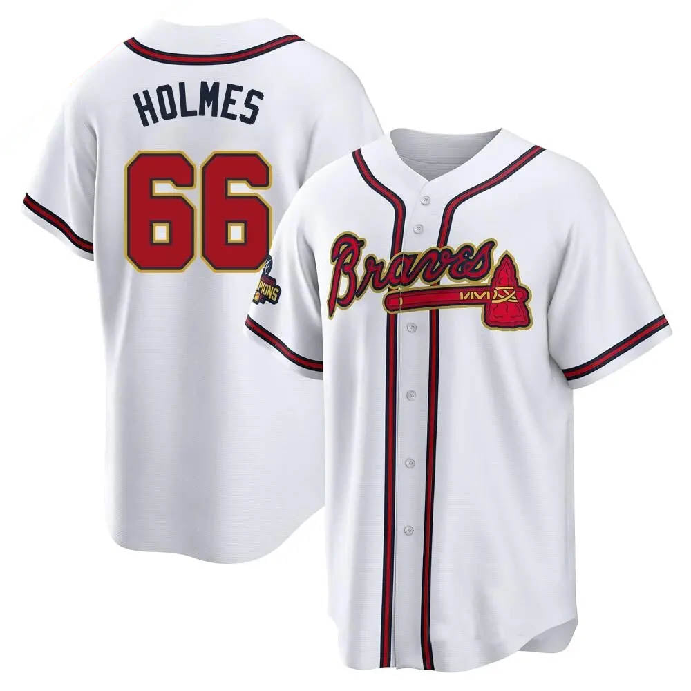 tores A.Braves #66 Grant Holmes Player White&Gold Replica Program Stitched Jerseys