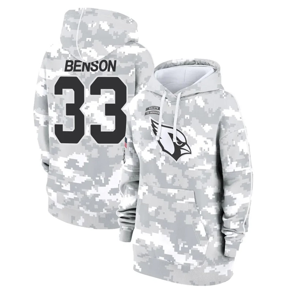 tores A.Cardinals #33 Trey Benson Player Arctic Camo Salute to Service Hoodies Stitched Jerseys