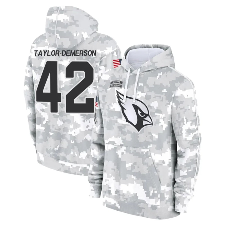 tores A.Cardinals #42 Dadrion Taylor-Demerson Player Camo Salute to Service Hoodies Stitched Jerseys