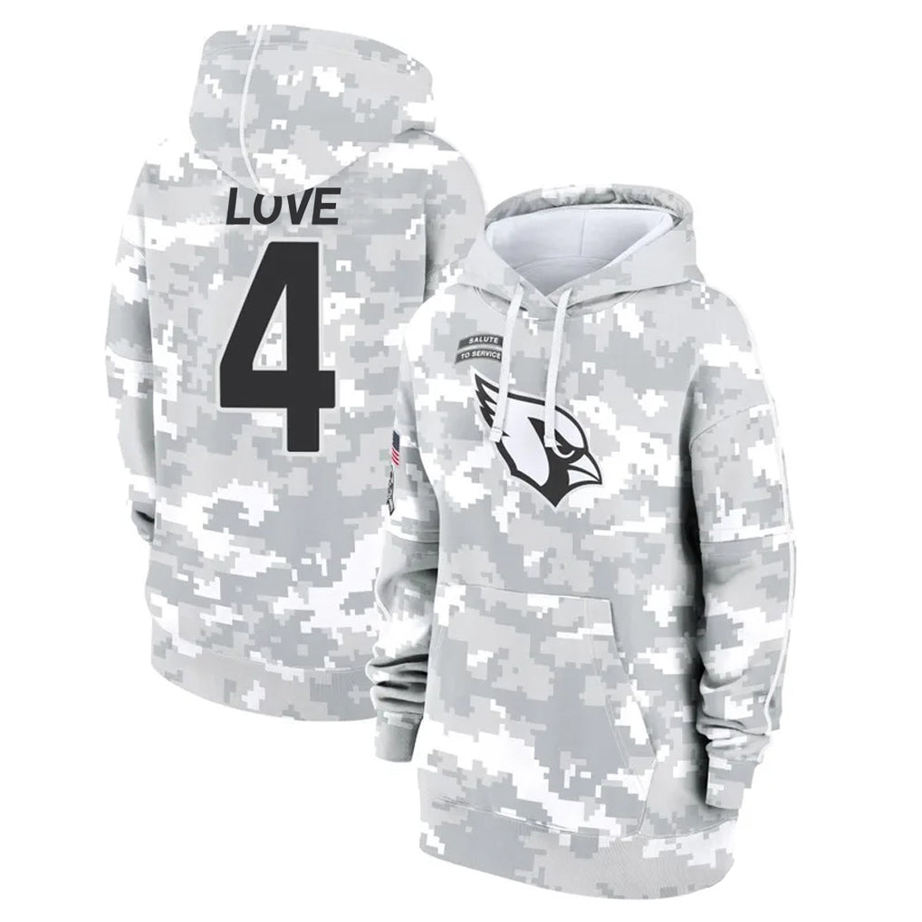 tores A.Cardinals #4 Jeremiyah Love Player Arctic Camo Salute to Service Hoodies Football Jerseys
