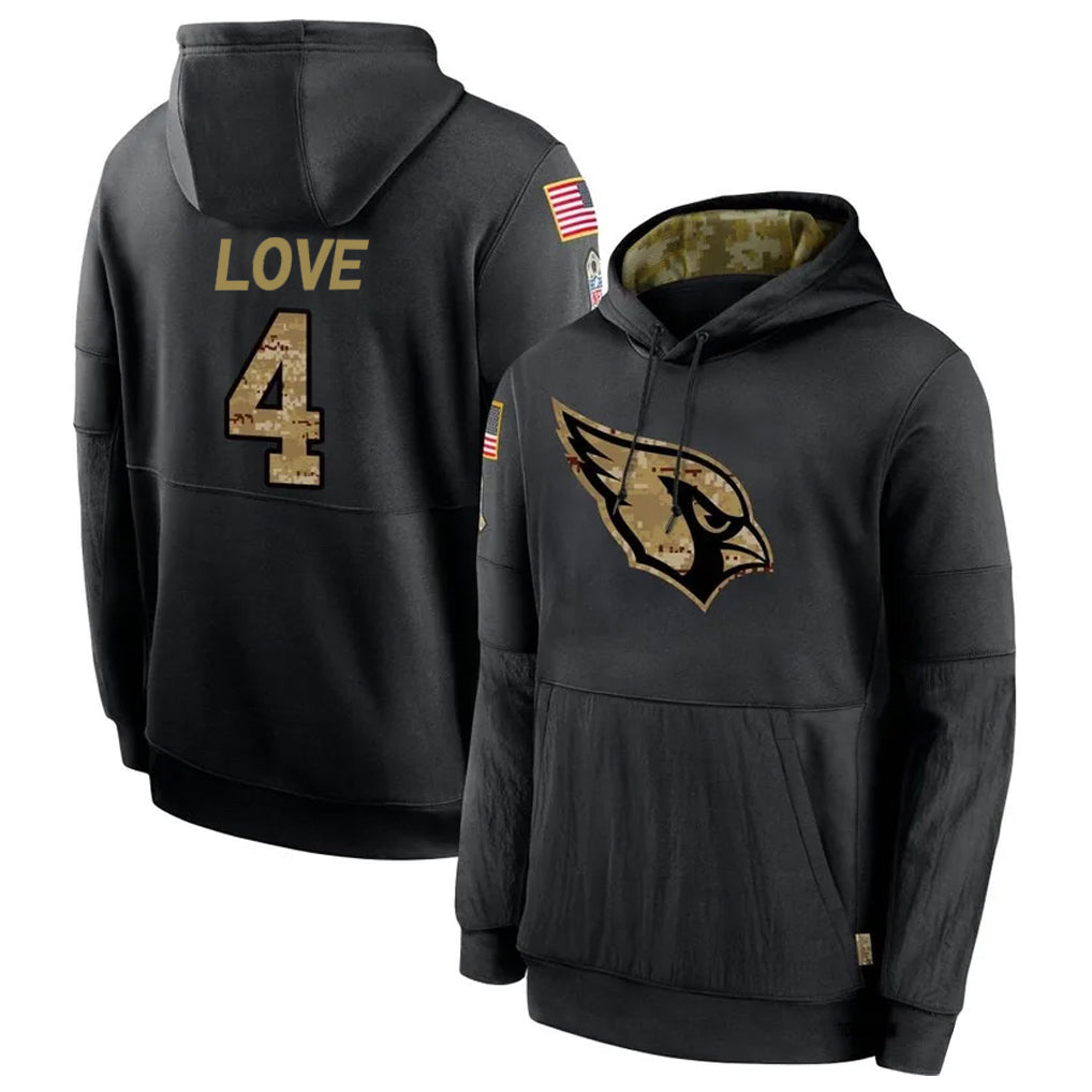 tores A.Cardinals #4 Jeremiyah Love Player Black Salute to Service Limited Hoodies Football Jerseys