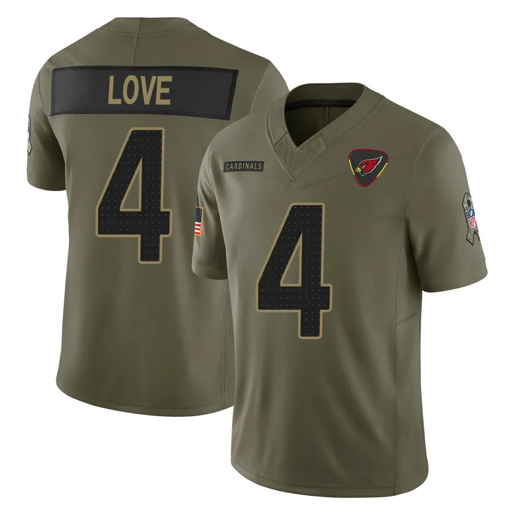 tores A.Cardinals #4 Jeremiyah Love Player Olive Salute To Service Limited Game Stitched Jerseys