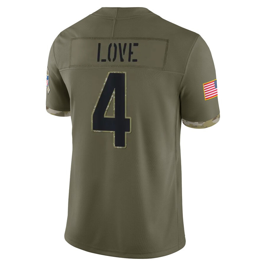 tores A.Cardinals #4 Jeremiyah Love Player Olive Salute To Service Limited Home Game Stitched Jerseys