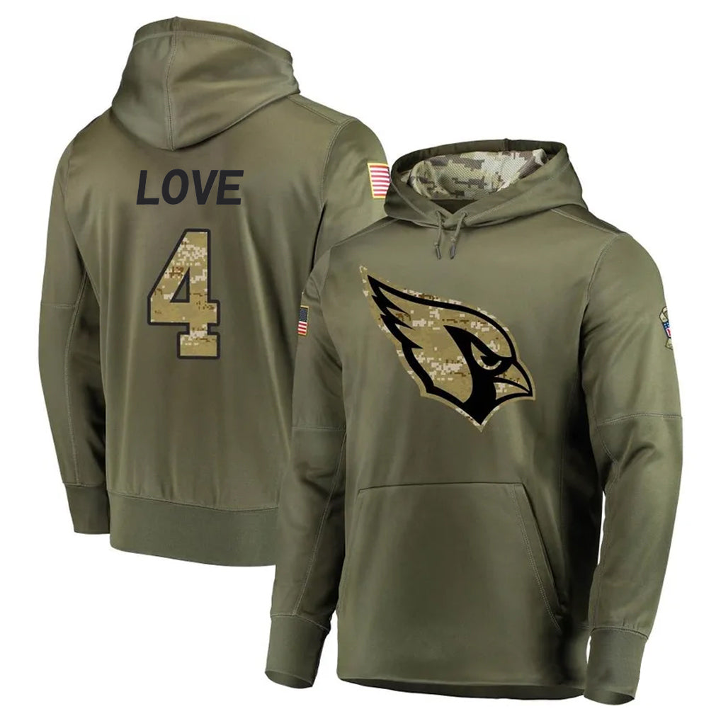 tores A.Cardinals #4 Jeremiyah Love Player Olive Salute to Service Limited Hoodies Football Jerseys