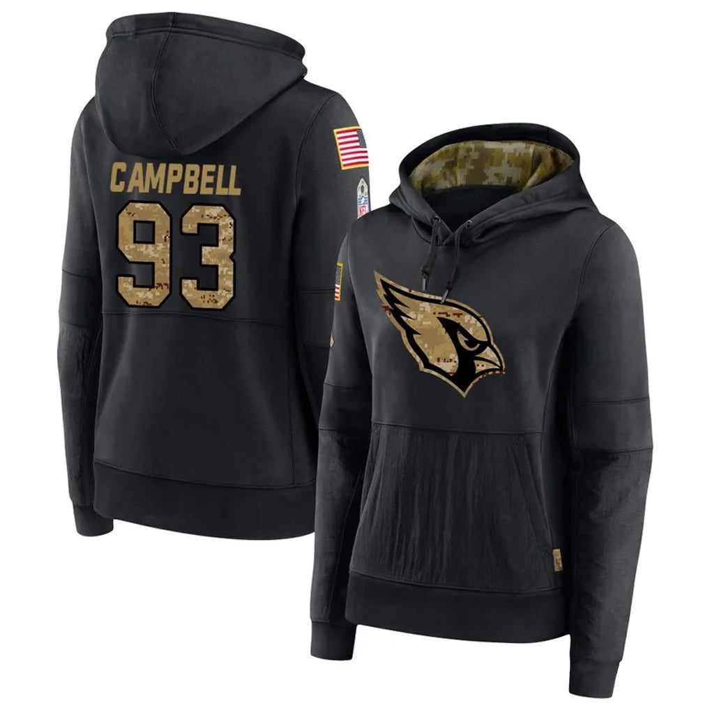 tores A.Cardinals #93 Calais Campbell Player Black Salute to Service Hoodies Stitched Jerseys