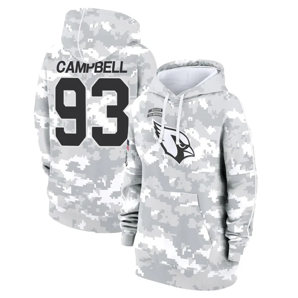 tores A.Cardinals #93 Calais Campbell Player Camo Salute to Service Hoodies Stitched Jerseys