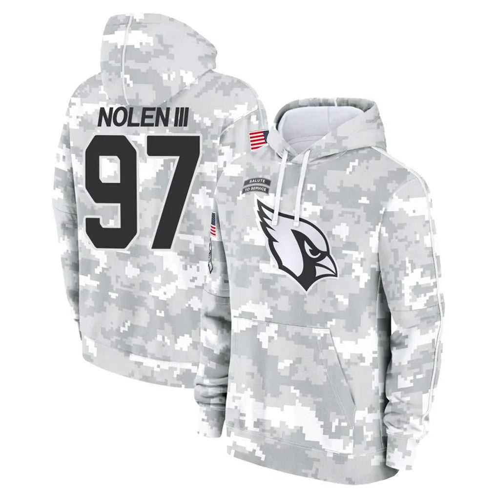 tores A.Cardinals #97 Walter Nolen Player Arctic Camo Salute to Service Limited Hoodies Stitched Jerseys