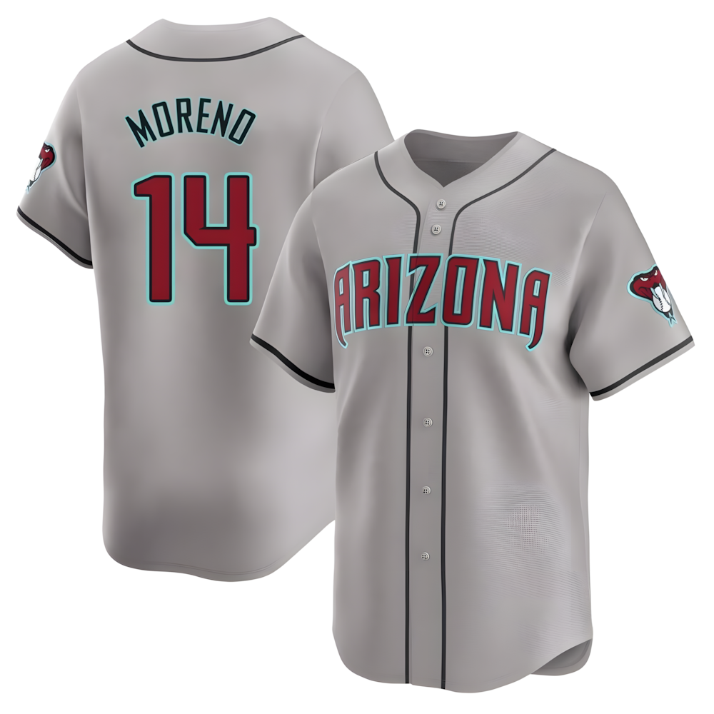 tores A.Diamondbacks #14 Gabriel Moreno Player Gray Limited Away Stitched Jerseys