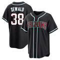 tores A.Diamondbacks #38 Paul Sewald Player  Black Replica Fashion Out Stitched Jersey