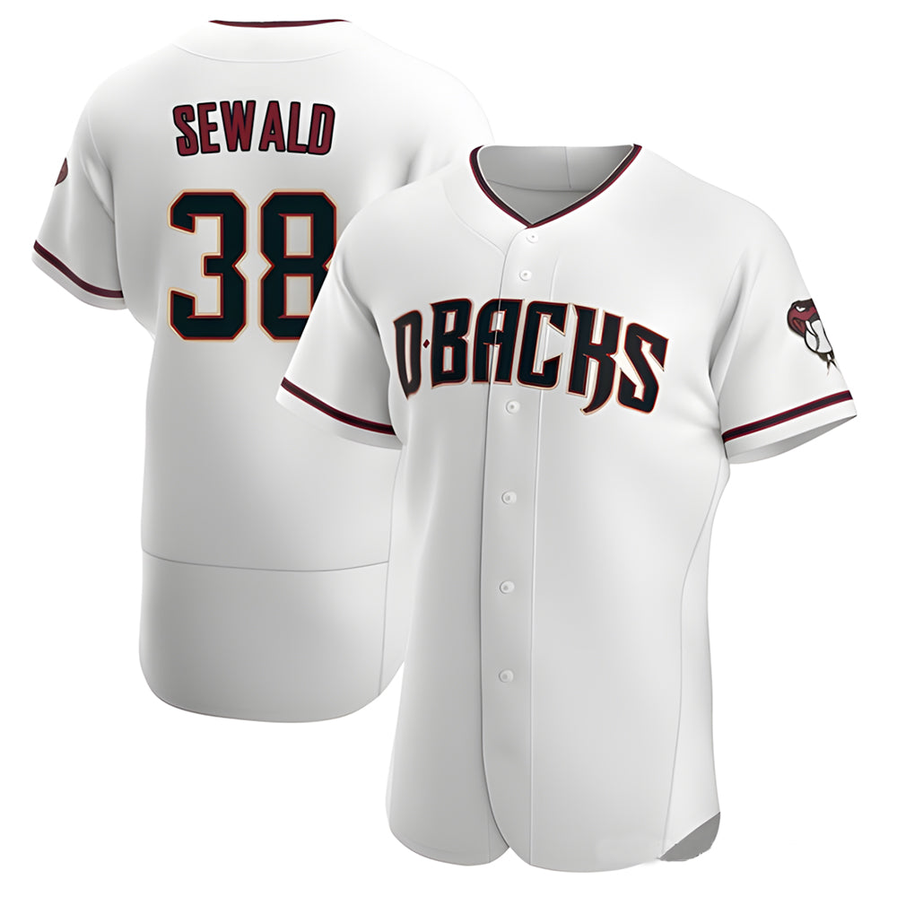 tores A.Diamondbacks #38 Paul Sewald Player White Authentic Crimson Home Stitched Jersey