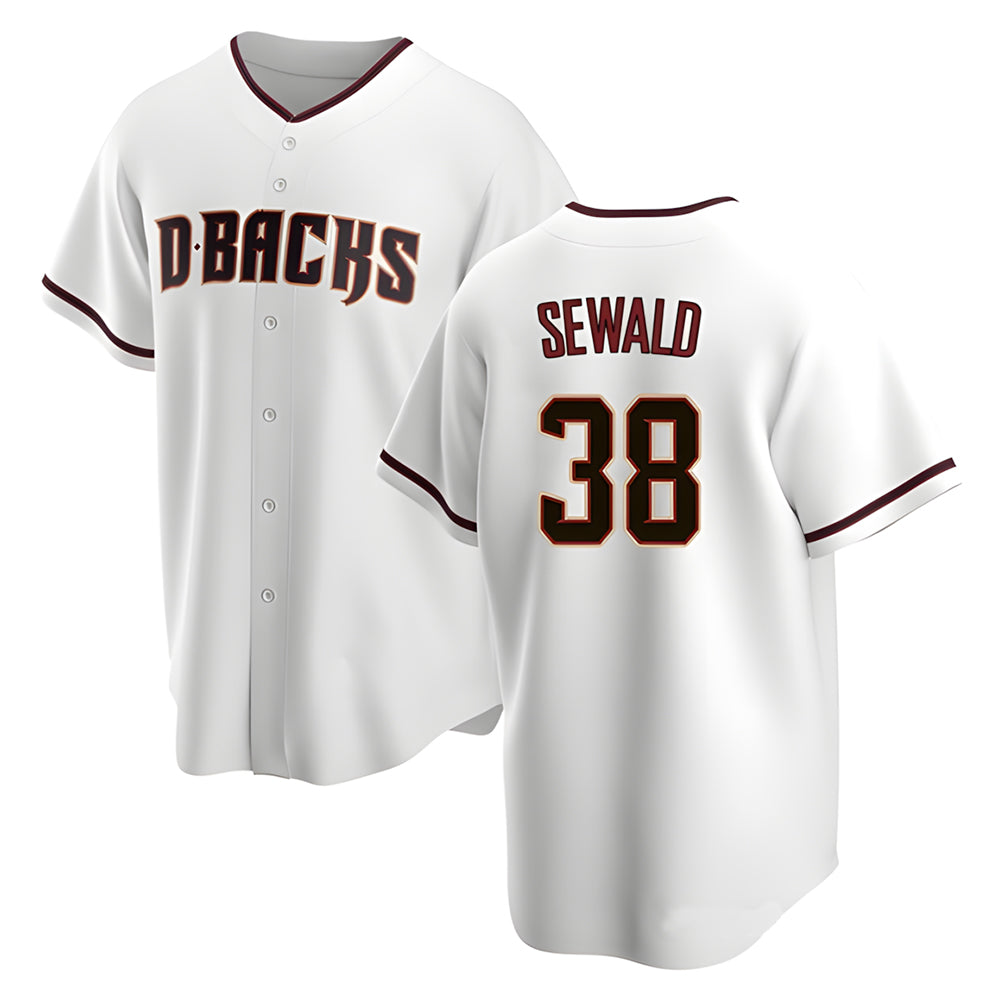 tores A.Diamondbacks #38 Paul Sewald Player White Replica Home Stitched Jersey