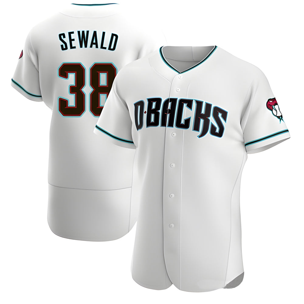 tores A.Diamondbacks #38 Paul Sewald Player White Teal Authentic Alternate Stitched Jersey