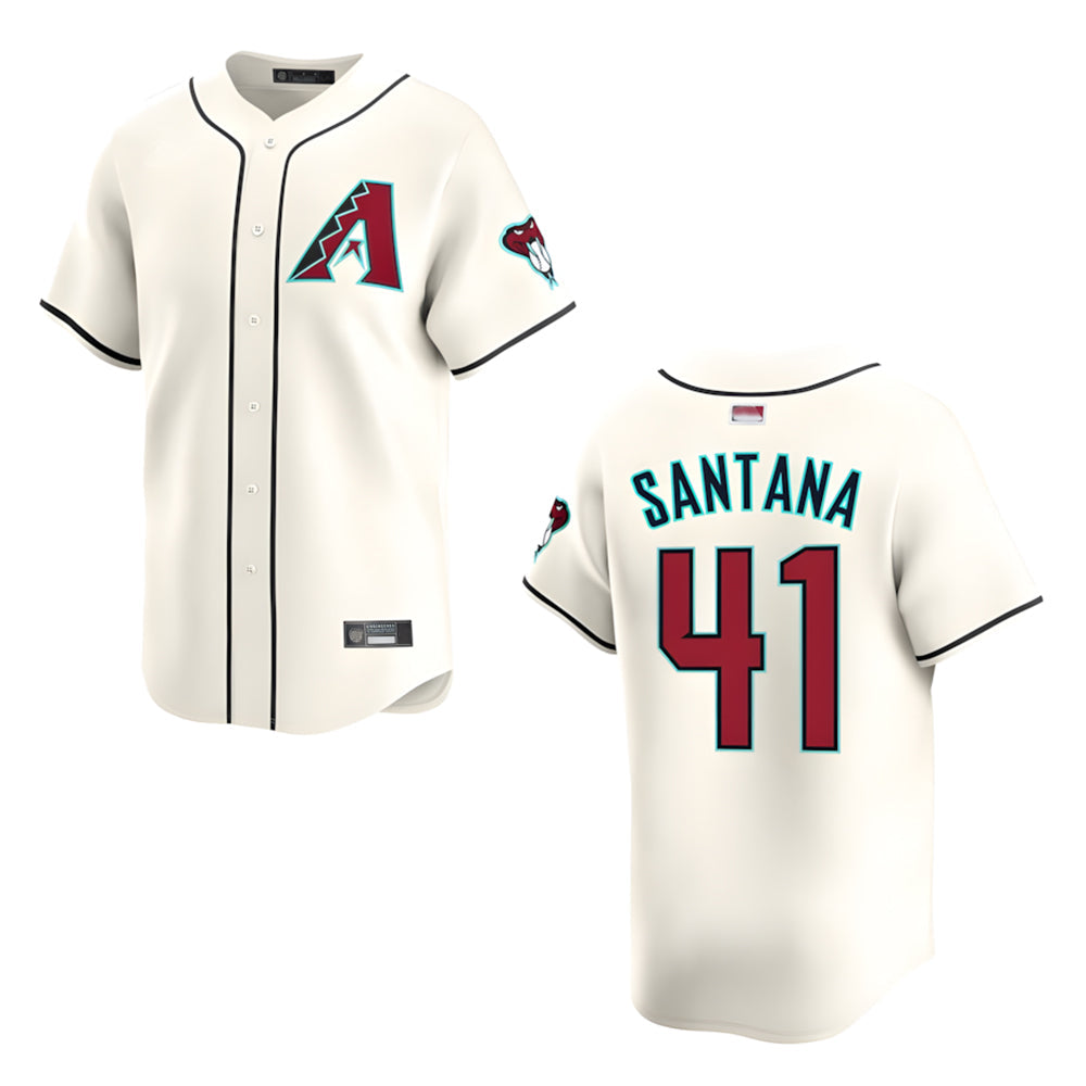 tores A.Diamondbacks #41 Carlos Santana Player Cream game time Stitched Jersey