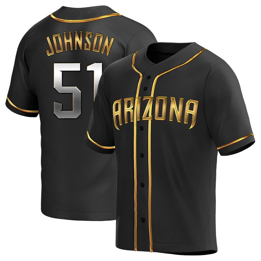 tores A.Diamondbacks #51 Randy Johnson Player Black Golden Replica Alternate Stitched Jerseys