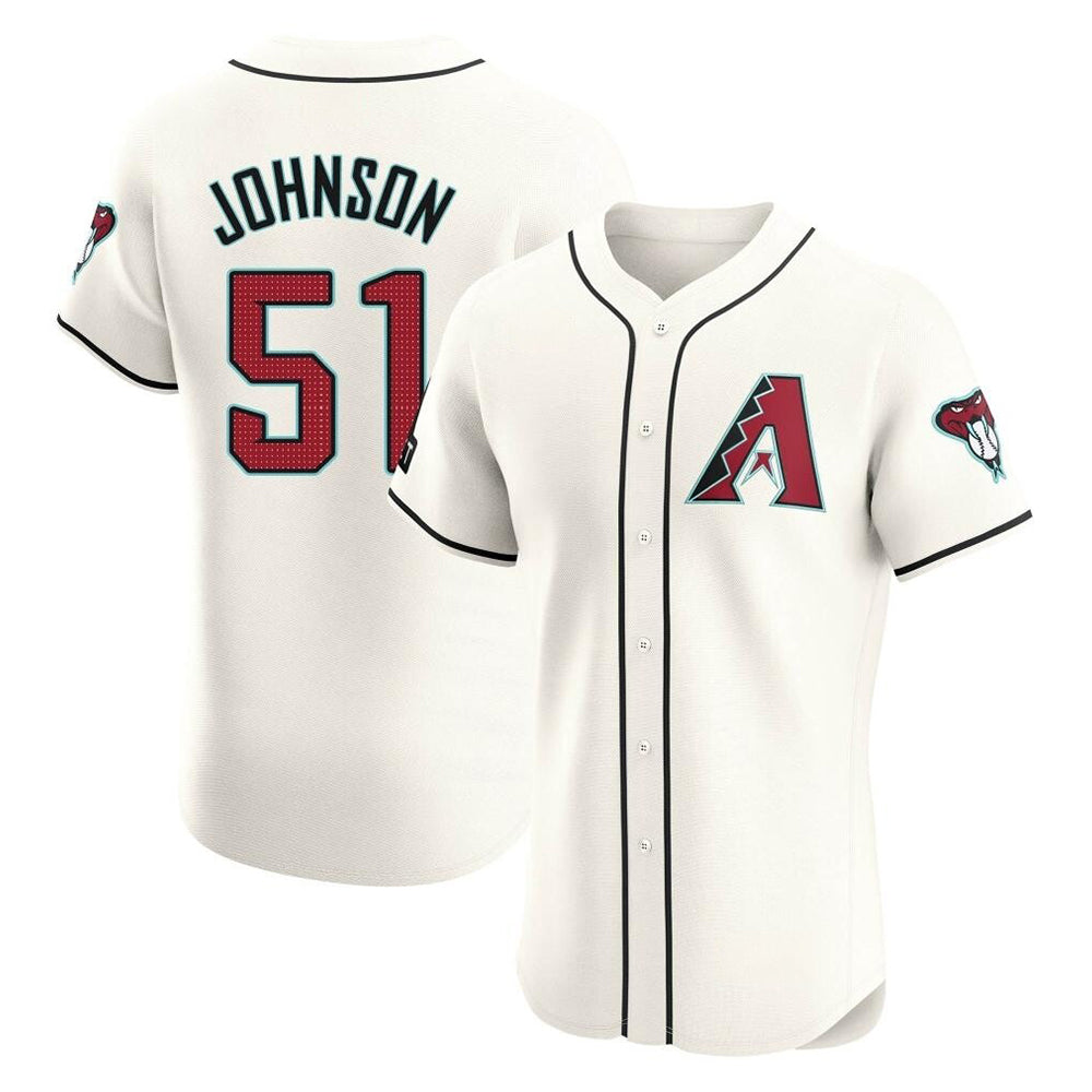 tores A.Diamondbacks #51 Randy Johnson Player Cream Elite Home Patch Stitched Jerseys