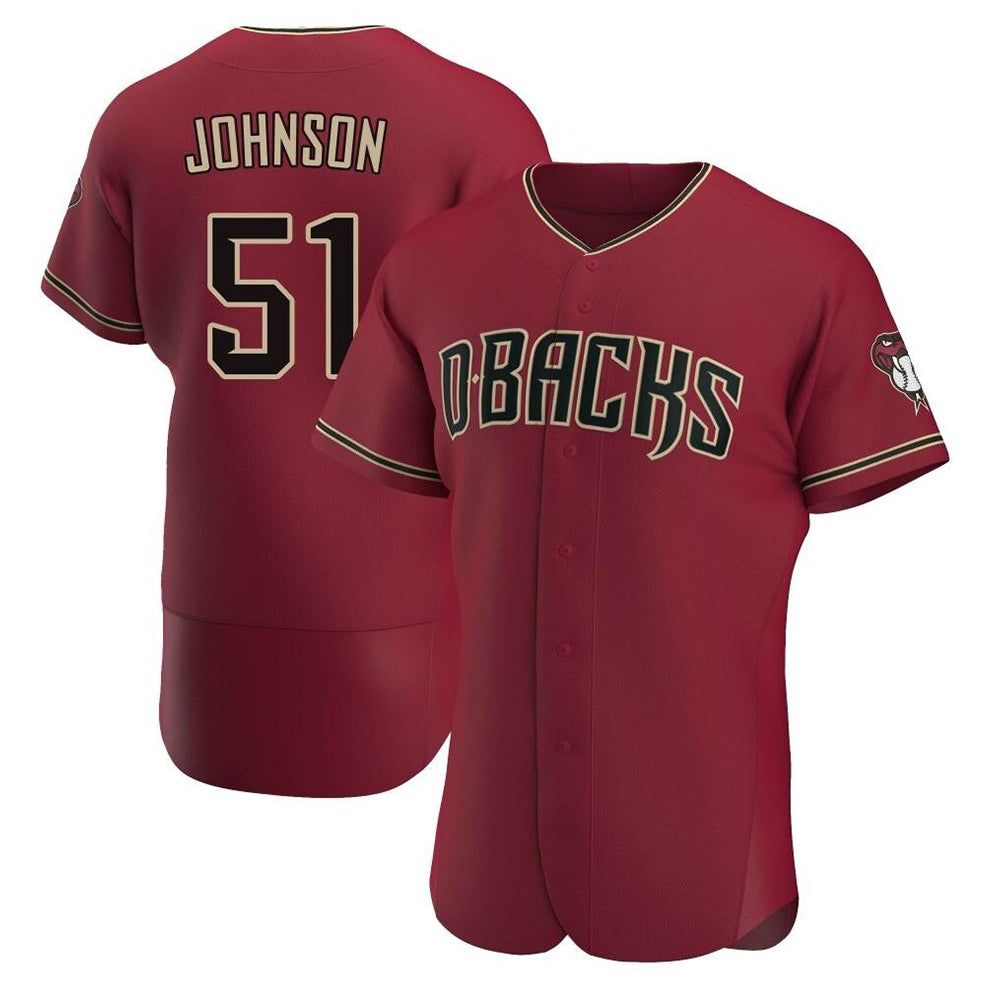 tores A.Diamondbacks #51 Randy Johnson Red Authentic Crimson Alternate Stitched Jerseys
