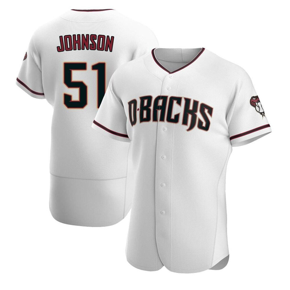 tores A.Diamondbacks #51 Randy Johnson White Authentic Crimson Home Stitched Jerseys