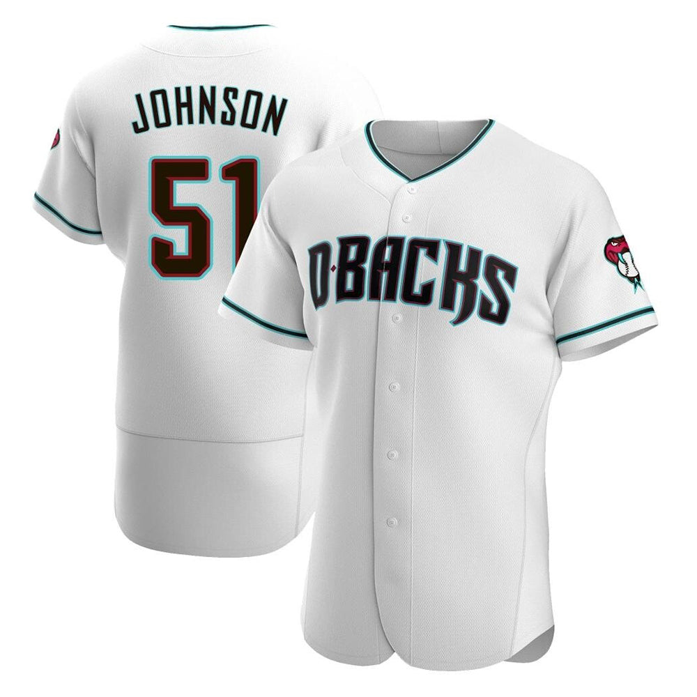 tores A.Diamondbacks #51 Randy Johnson White Teal Alternate Authentic Stitched Jerseys