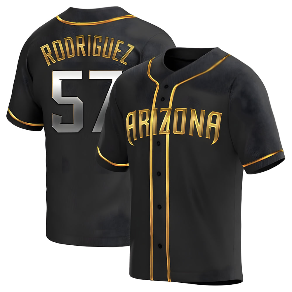 tores A.Diamondbacks #57 Eduardo Rodriguez Player Black Golden Replica Alternate Stitched Jersey