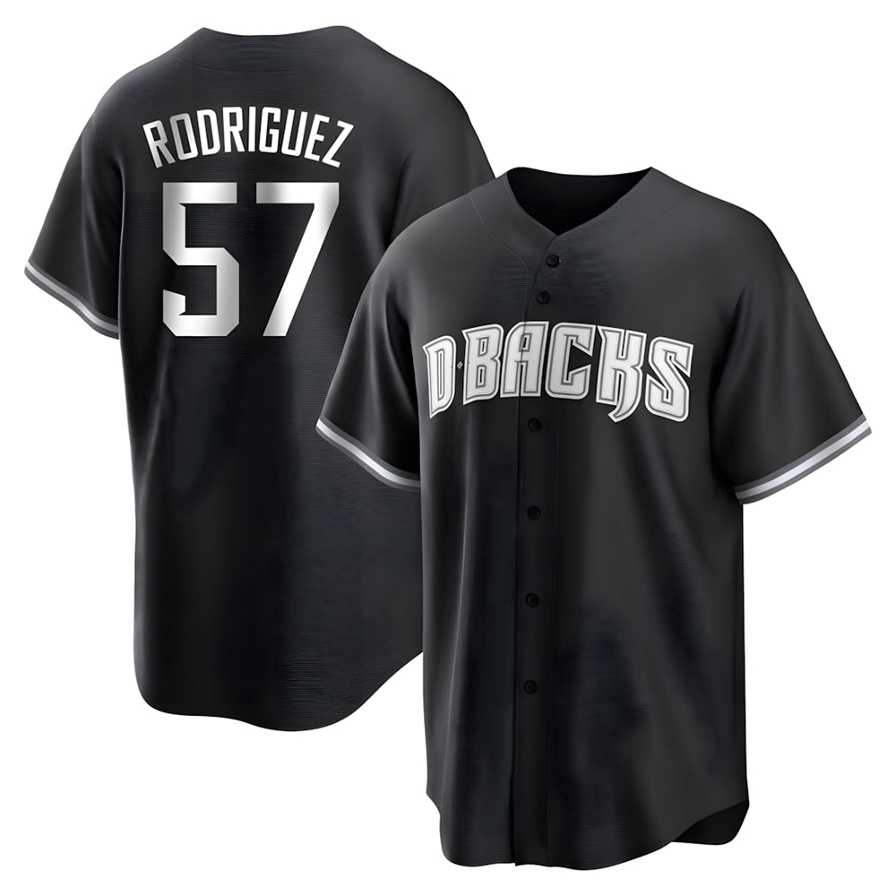tores A.Diamondbacks #57 Eduardo Rodriguez Player Black White Replica Alternate Stitched Jersey