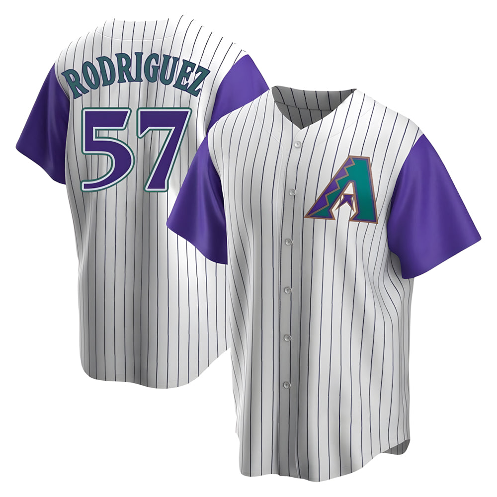 tores A.Diamondbacks #57 Eduardo Rodriguez Player  Cream Purple Replica Alternate Cooperstown Collection Stitched Jersey