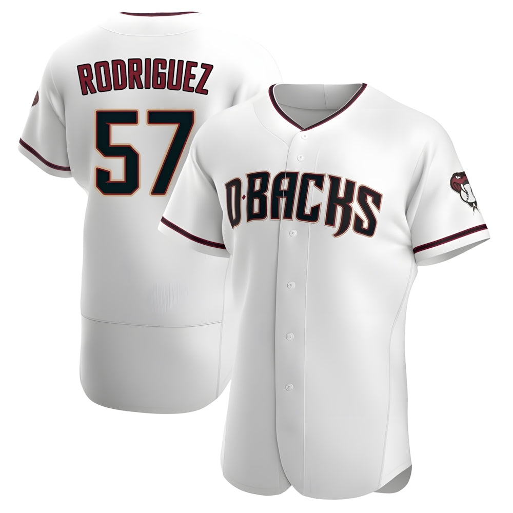 tores A.Diamondbacks #57 Eduardo Rodriguez Player White Crimson Home Stitched Jersey