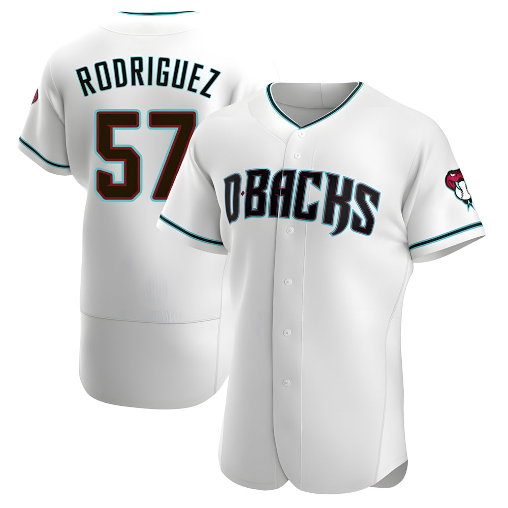 tores A.Diamondbacks #57 Eduardo Rodriguez Player White Teal Alternate Stitched Jersey