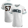 tores A.Diamondbacks #57 Eduardo Rodriguez Player White Teal Alternate Stitched Jersey