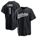 tores Athletics #1 Denzel Clarke player Black&White Replica Stitched Jersey