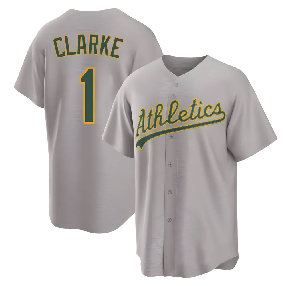 tores Athletics #1 Denzel Clarke player Gray Replica Away Stitched Jersey