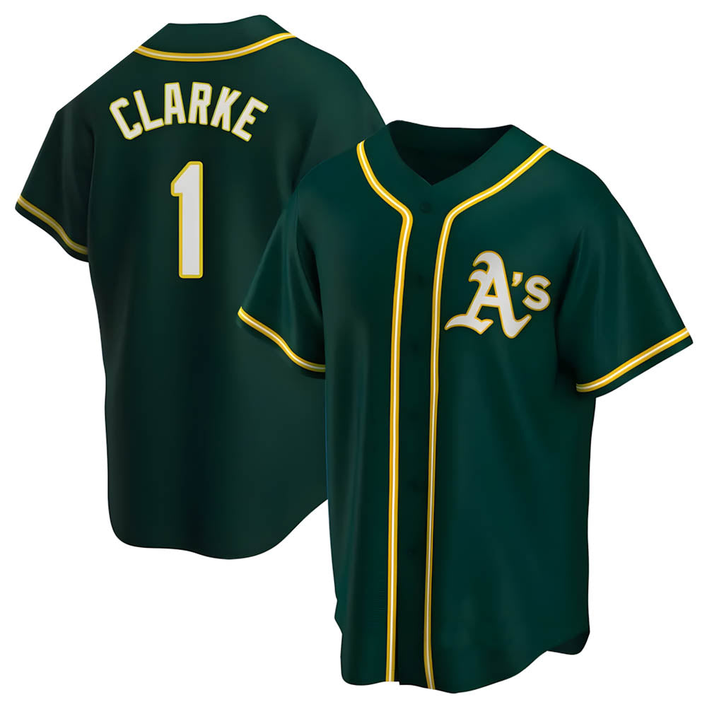 tores Athletics #1 Denzel Clarke player Green Replica Alternate Stitched Jersey