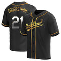 tores Athletics #21 Tyler Soderstrom Player Black Golden Replica Alternate Stitched Jersey