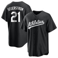 tores Athletics #21 Tyler Soderstrom Player Black&White Replica Stitched Jersey