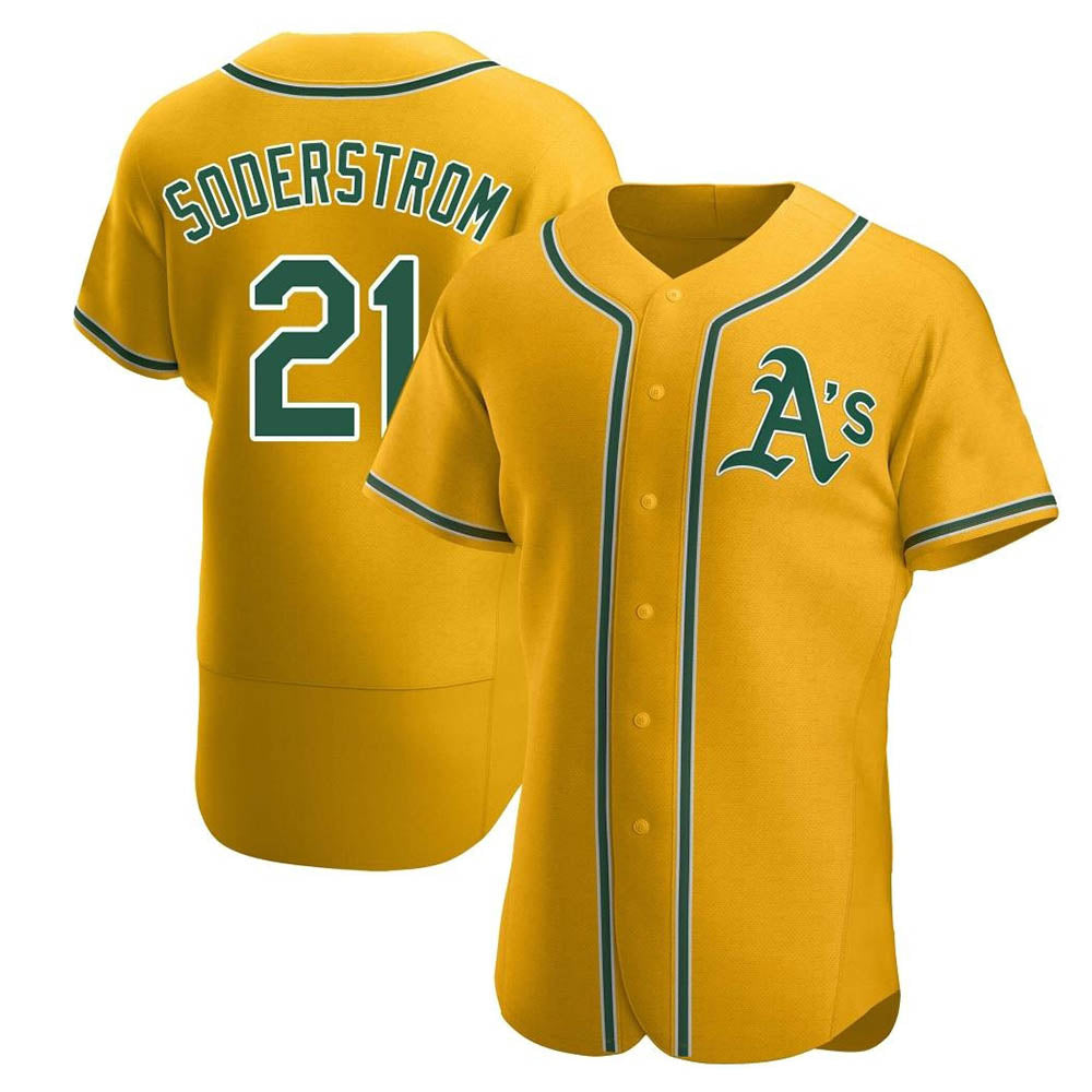 tores Athletics #21 Tyler Soderstrom Player Gold Authentic Alternate Stitched Jersey