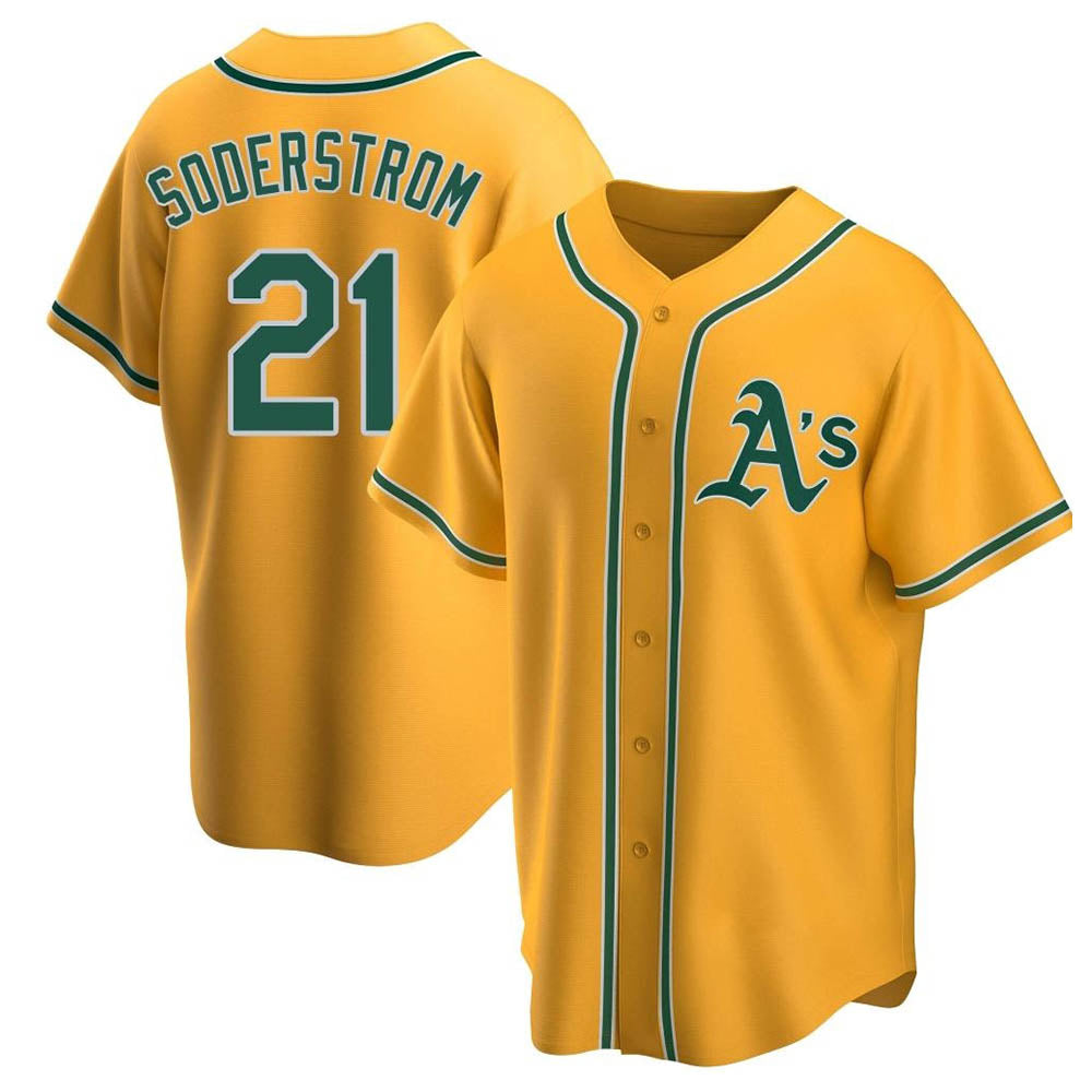 tores Athletics #21 Tyler Soderstrom Player Gold Replica Alternate Stitched Jersey