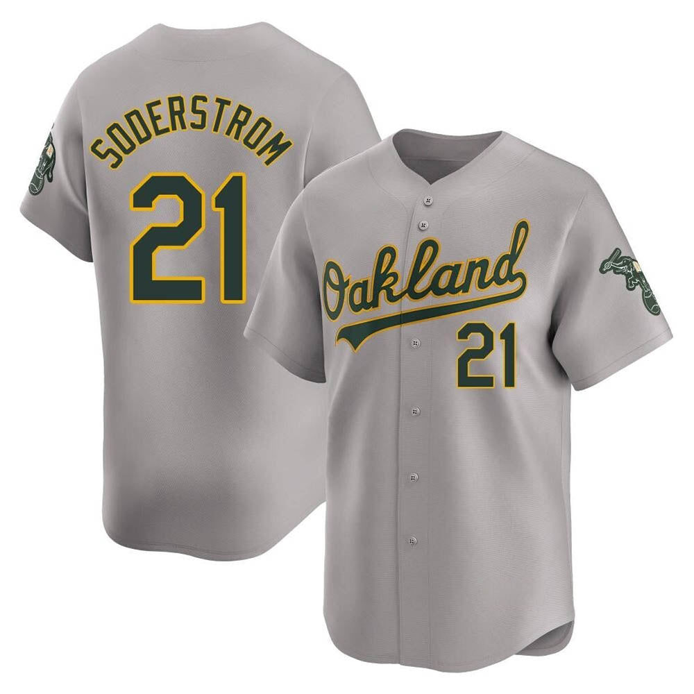 tores Athletics #21 Tyler Soderstrom Player Gray Limited Away Stitched Jersey