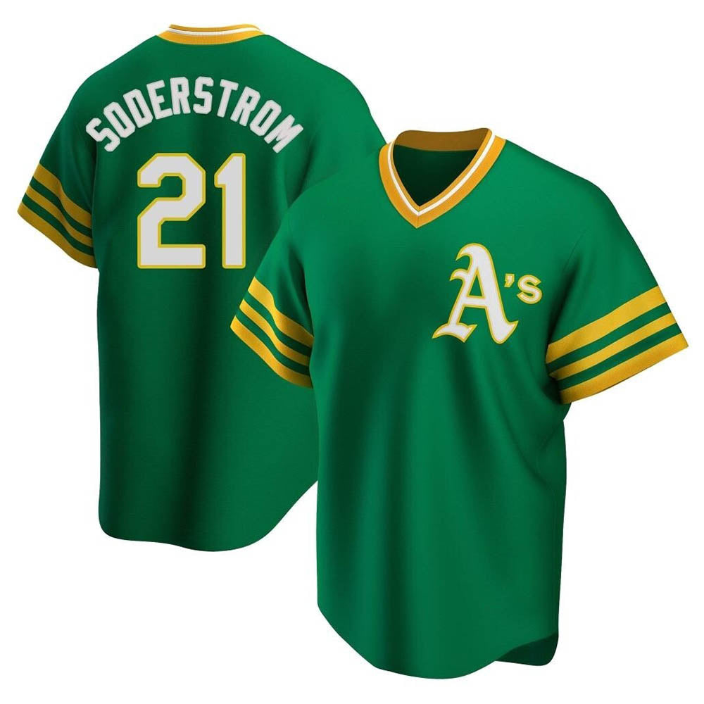 tores Athletics #21 Tyler Soderstrom Player Green Replica Cooperstown Collection Stitched Jersey