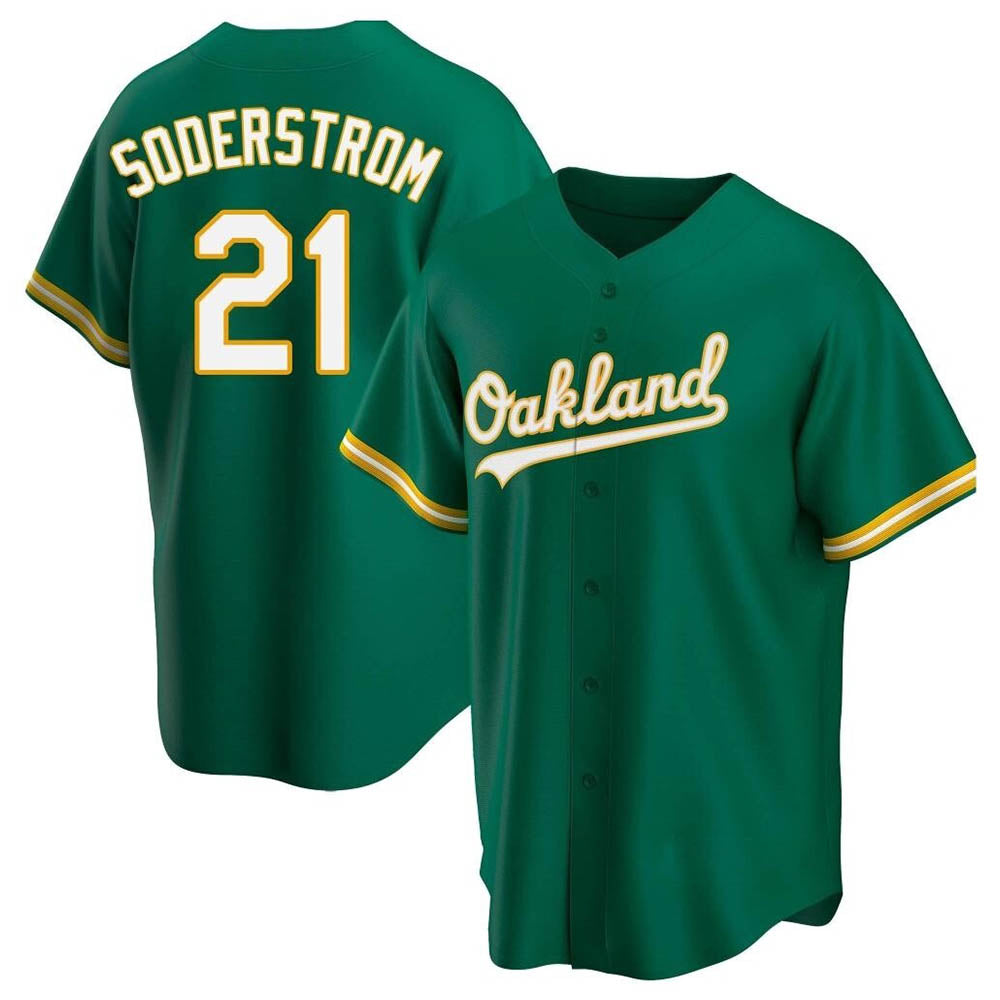 tores Athletics #21 Tyler Soderstrom Player Green Replica Kelly Alternate Stitched Jersey