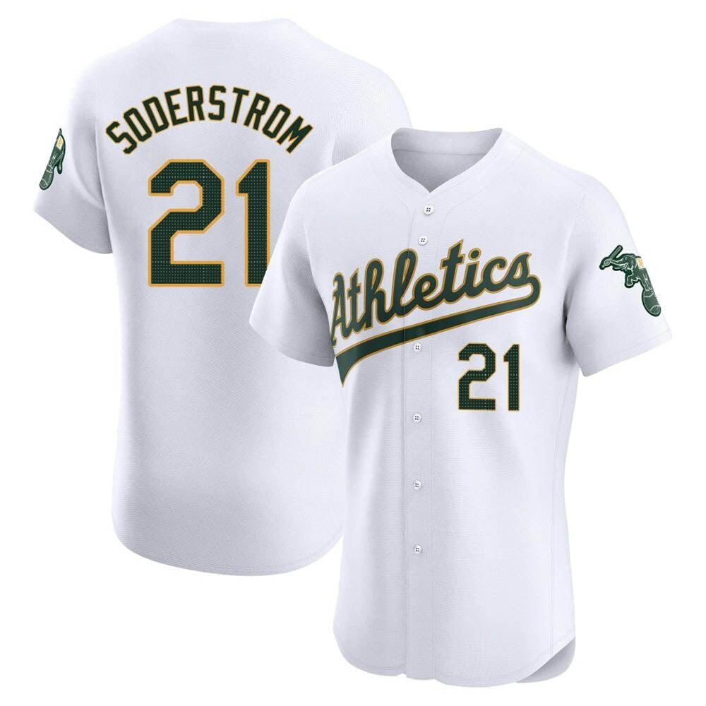 tores Athletics #21 Tyler Soderstrom Player White Elite Home Stitched Jersey