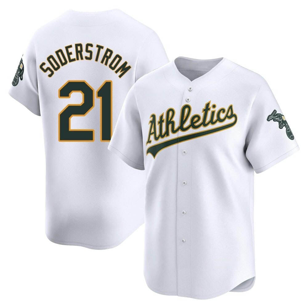tores Athletics #21 Tyler Soderstrom Player White Limited Home Stitched Jersey